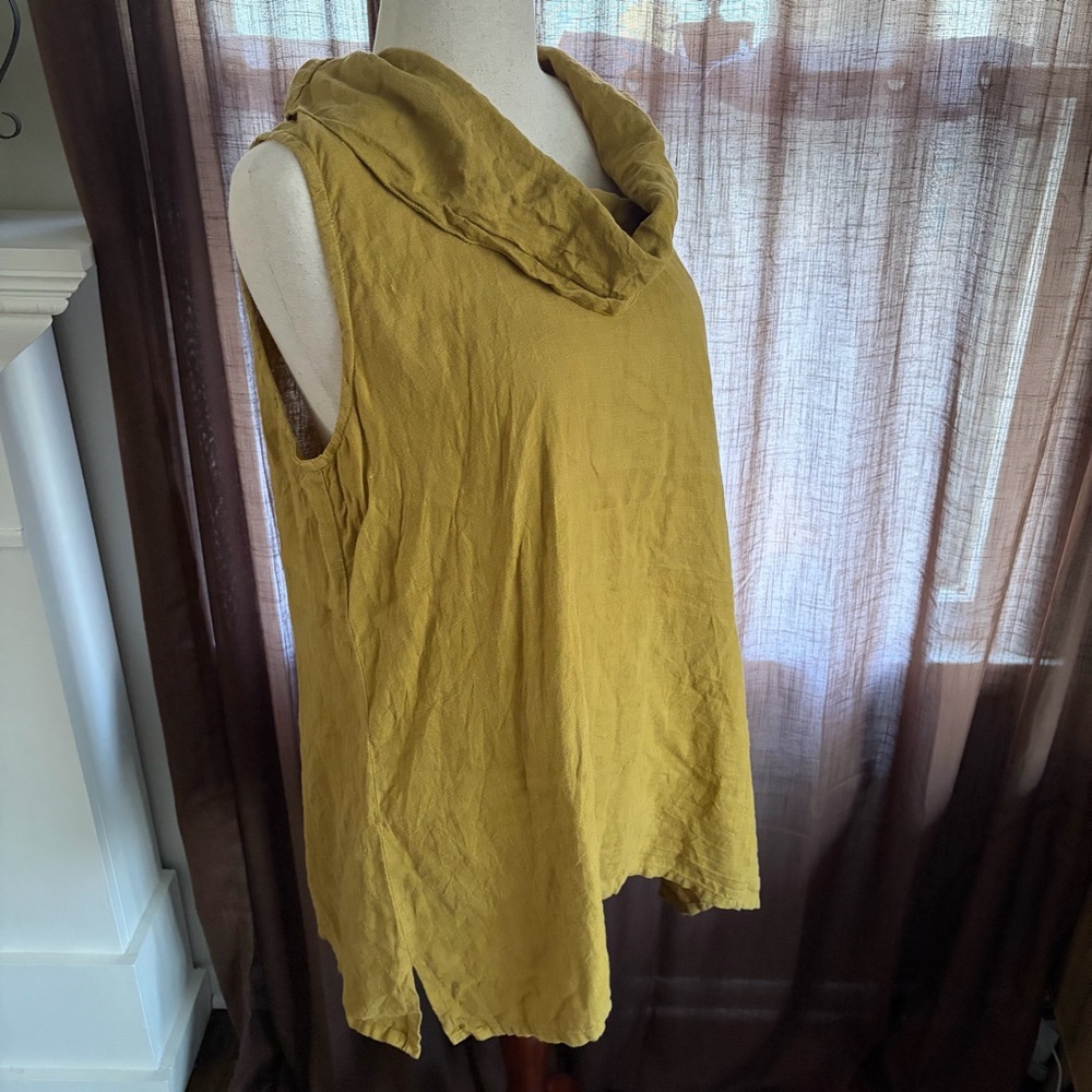 Linen Fenini Cowl Neck Flowy Lagenlook Sleeveless Tunic